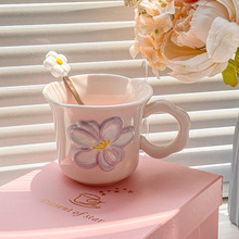 ins风高颜值花朵马克杯女生办公室陶瓷喝水杯子韩式咖啡杯牛奶杯