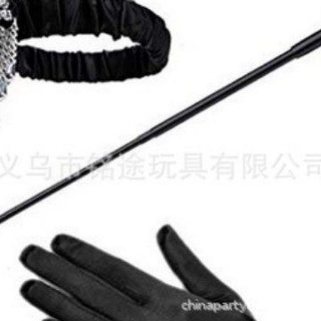 Vintage 1920s FLAPPER niña ropa diadema lana raya guantes de plástico falso tabaco varilla Gatsby traje