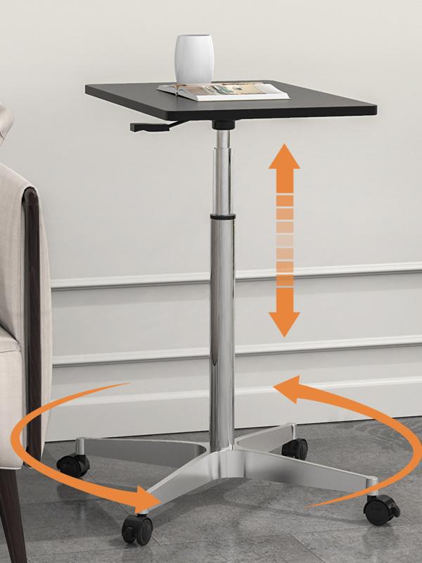 Office Computer Lift Table with Goods Mobile Small Table with Wheels Live Push-Pull Standing Workbench Desk
