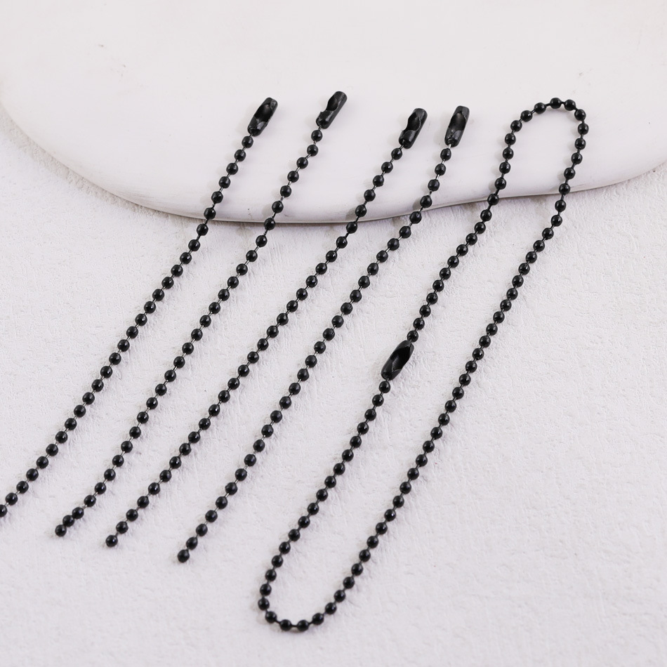 Cadena de cuentas negras Cadena de etiquetas 2,4mm Yong Cadena de cuentas negras cadena de hierro cadena antirrobo Cadena de joyería