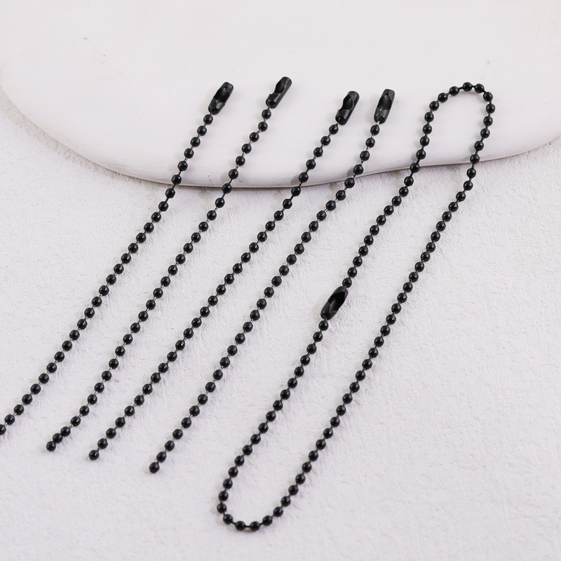 Black Bead Chain, Tag Chain, 2.4mm Black Wave Bead Chain, Iron Chain, Anti-Theft Chain, Jewelry Chain, Black Gold