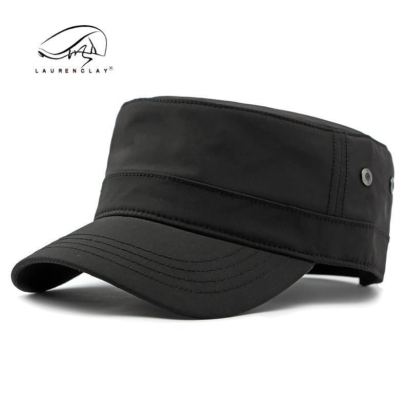 Primavera y verano al aire libre protección solar tapa enarbolada clásico de los hombres tablero ligero simple sombrero superior plano al aire libre transpirable sombrero militar mujeres