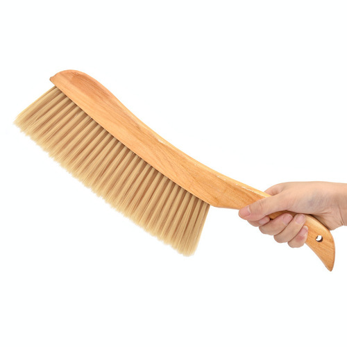 Wooden soft bristle bed brush dust brush bed small broom long handle household sweeping bed cleaning brush sofa carpet broom