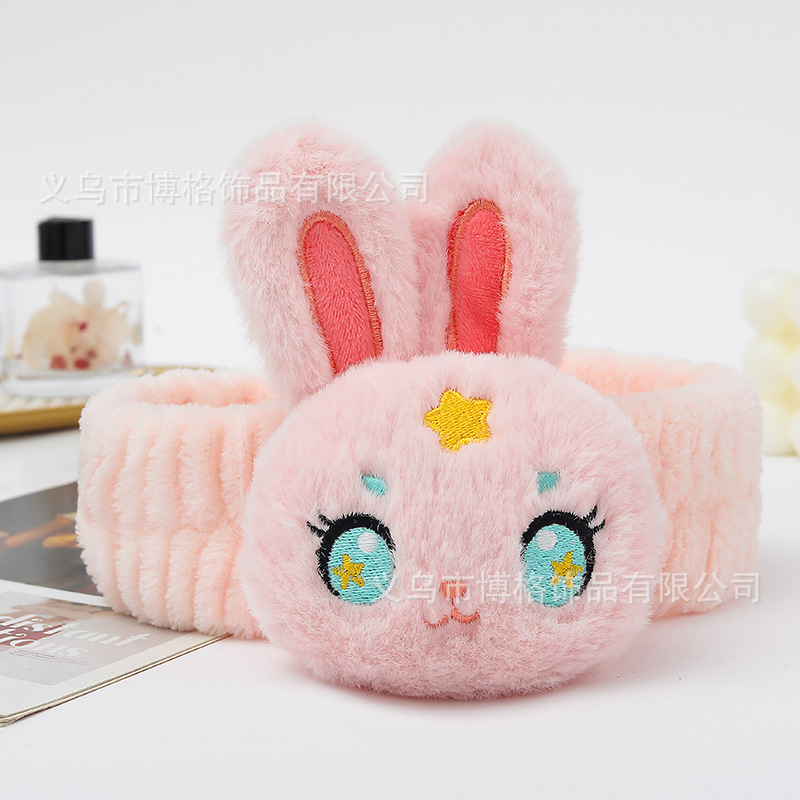 2023 nuevo estilo banda de pelo dibujos animados lindo conejito pelo banda chica corazón cara lavado maquillaje máscara adecuado