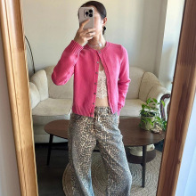 小众alrigh*t羊毛修身短款系扣针织开衫女25春夏纯色基础百搭毛衣