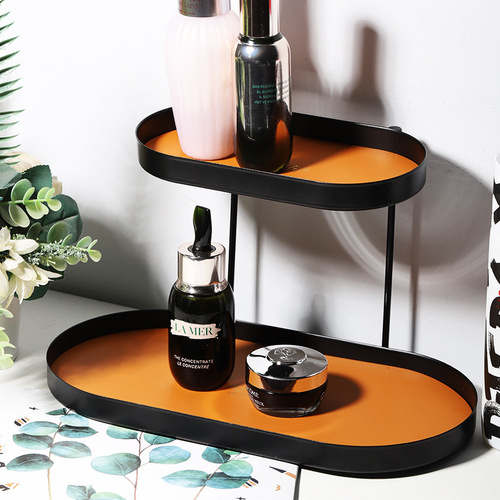 Nordic entryway key holder shelf jewelry storage tray desk cosmetic storage box iron and leather miscellaneous tray