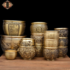 宏達 批發黃銅拉絲工藝 百福吸金銅缸 家居創意禮品擺件