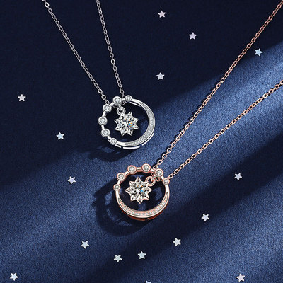 Necklace clavicle Rose Gold Platinum Morsang starry sky new pattern Valentines Day gift S925 Silver Necklace