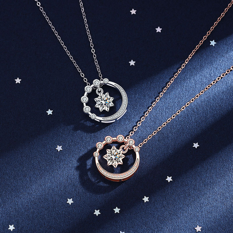 Necklace clavicle Rose Gold Platinum Morsang starry sky new pattern Valentines Day gift S925 Silver Necklace