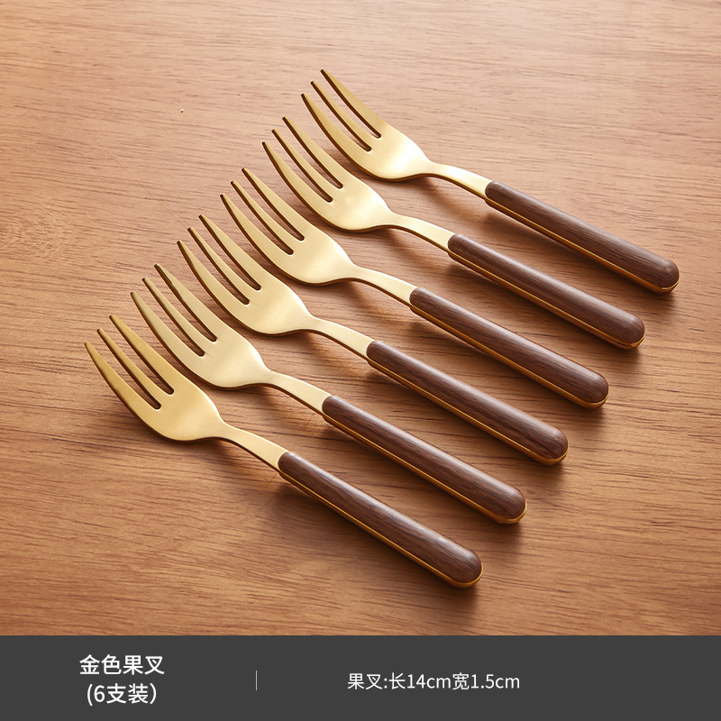 Tenedor de frutas de acero inoxidable cuchillo y tenedor de aislamiento térmico de grado alimenticio de alta calidad retro tenedor de comedor para pastel y postre set de cubiertos