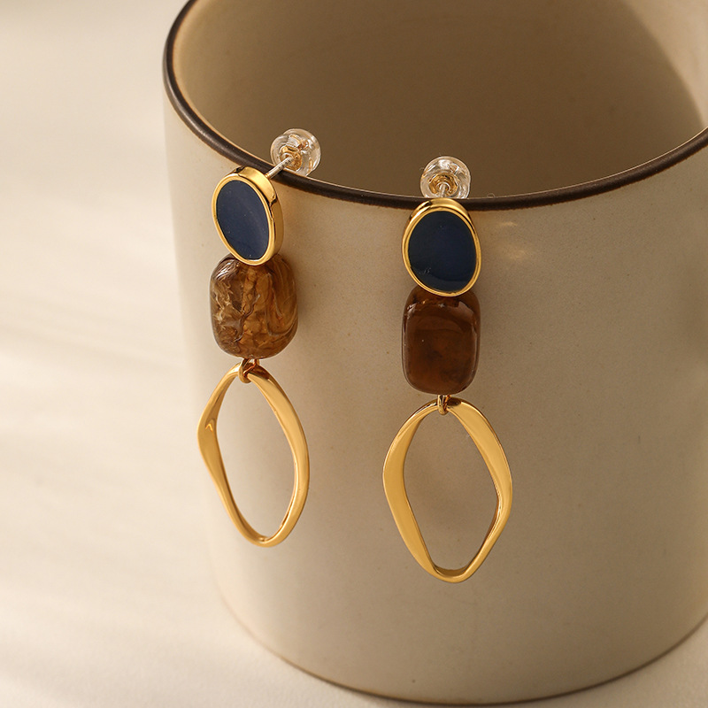 retro matte long geometric elegant fashionable earrings