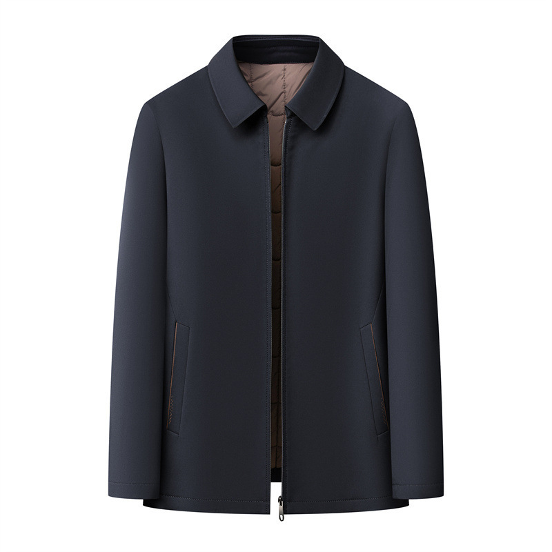 专柜品牌男士羊毛加厚夹克外套冬季中年时尚保暖翻领棉衣棉服潮