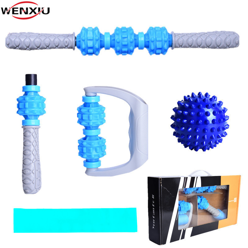 Fitness massage stick six-piece yoga Whole Body Massage muscle relaxer suit roller stick color box packaging cross-border