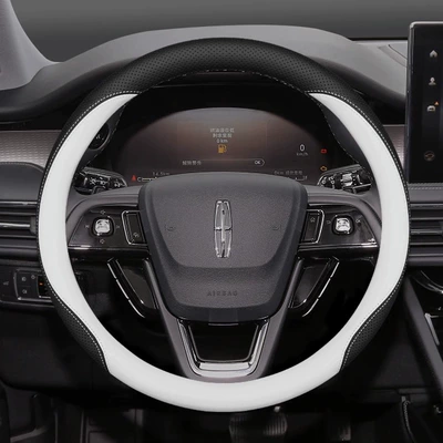 Steering wheel cover: Double D Special Car Interior - lincoln-round-type-black-and-white-ultra-thin-model-default