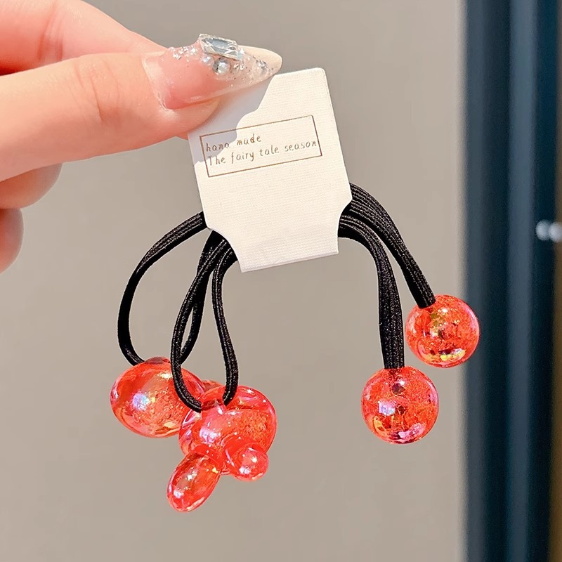 Niños cuerdas de cabello de cola de caballo alta anillo de cabello femenino de alto nivel doble cuerdas de cabello adorable adornamiento de cabello de bebé color conejo banda de goma