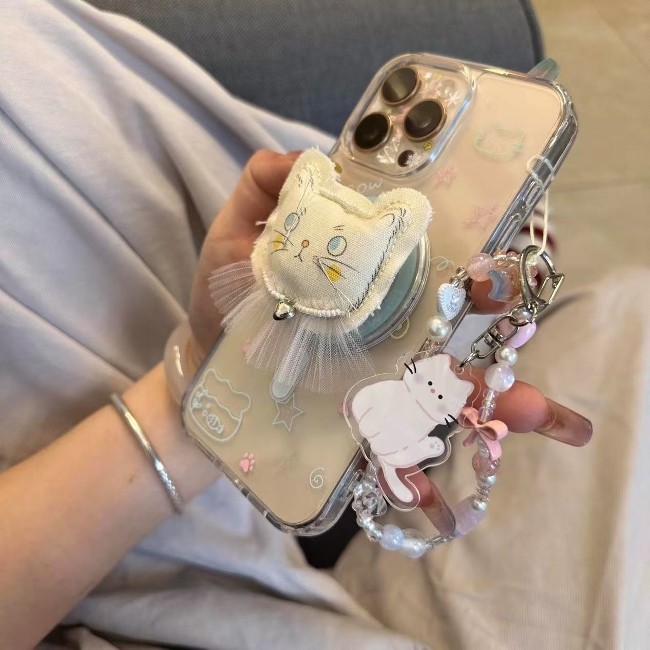 Lindo soporte de gato títere de succión magnética para iPhone 15 Apple 16ProMax funda para teléfono móvil 14 chica 13 nuevo