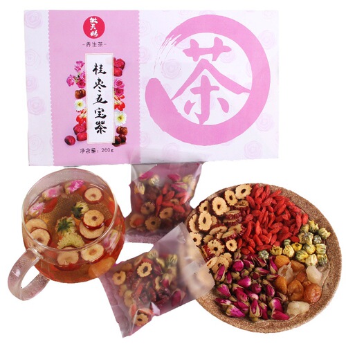Corn Cob, Longan, Red Date, Goji Berry, Chrysanthemum, Cassia Seed, Ginseng Five Treasure Combination Health Tea, Herbal Tea, Original Manufacturer
