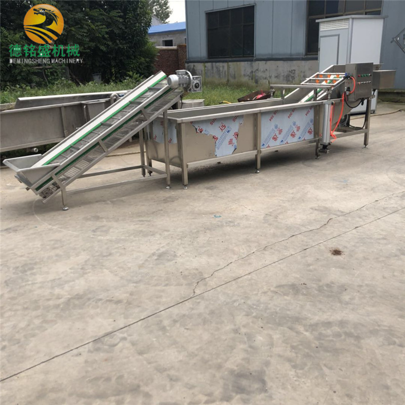 大型食堂冬瓜丝清洗生产线 南瓜气泡清洗机 秋葫芦蔬菜清洗风干线