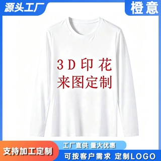 欧码跨境春秋季热销3D数码印花来图定制印字宽松休闲男士长袖T恤