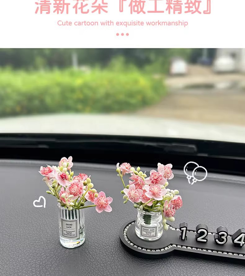 New vase car temporary parking plate mobile car phone number plate car creative high-grade car interior ornaments