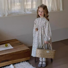 女童磨毛连衣裙2025春装新款韩版儿童长袖公主裙宝宝法式碎花裙子