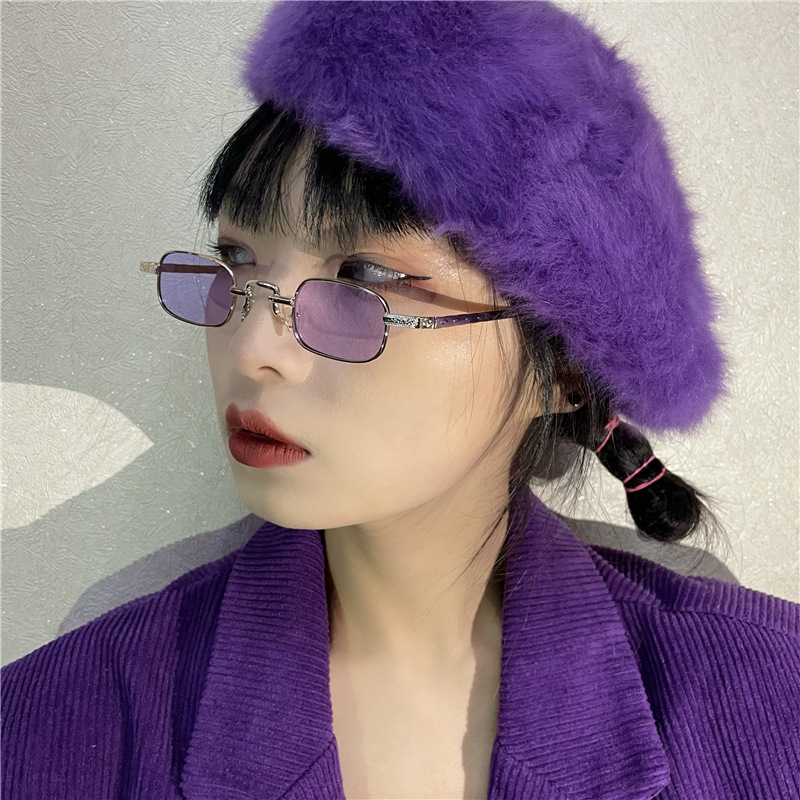 Fengfan Korean style Harajuku retro small frame square metal glasses frame sunglasses men's panniang same style small face fashion sunglasses