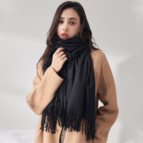 Ins influencer style New Year red cashmere-like scarf for women, autumn and winter new high-quality warm tassel poncho, wholesale