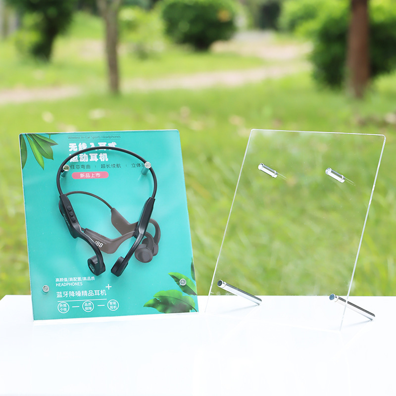 True Bone Conduction Bluetooth Earphone Holder, Non-In-Ear Bone Sensing Neck-Hanging Earbuds, Acrylic Display Stand Bracket