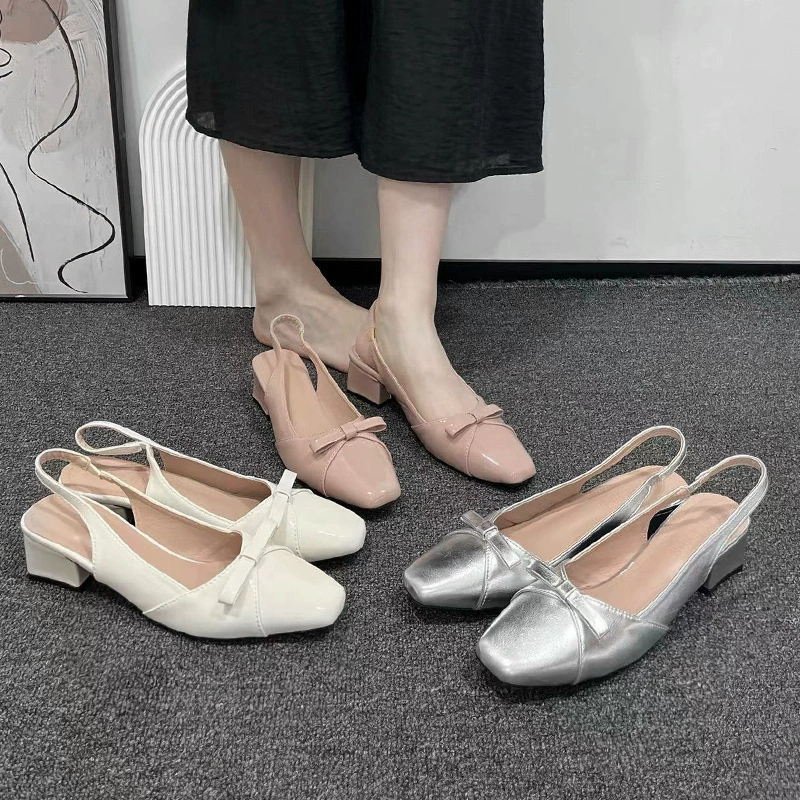 Нишевые дизайнерские сандалии Баотоу женские летние туфли носят 2025 весенний французский темперамент женские туфли после лука пустые одиночные туфли женские