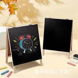 跨境实木立式双面黑板 木质餐厅广告板桌面立式展示板菜单留言板