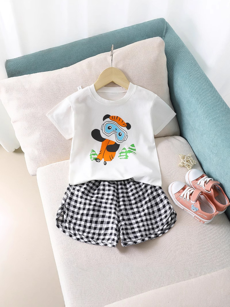 Summer summer clothing, sleeves, set, thin shorts for men and women, T-shirt, with short sleeve, Korean style 4