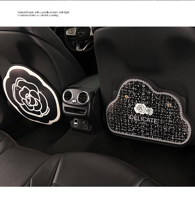Camellia Rose Women's Chair Back Anti-Kick Pad Car Seat Back Anti-Fouling Pad Seat Back Pocket Hanging Type