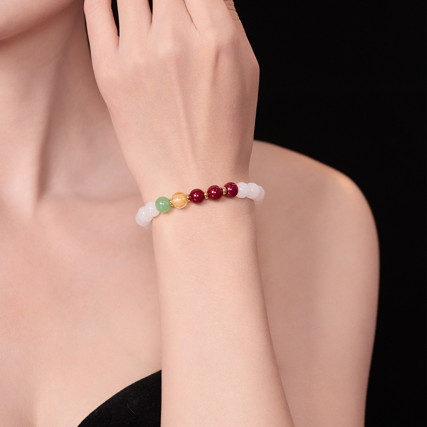 Xuping nuevo estilo chino de jade temperamento elegante pulsera primavera simple moda suave pulsera de cuerda elástica al por mayor