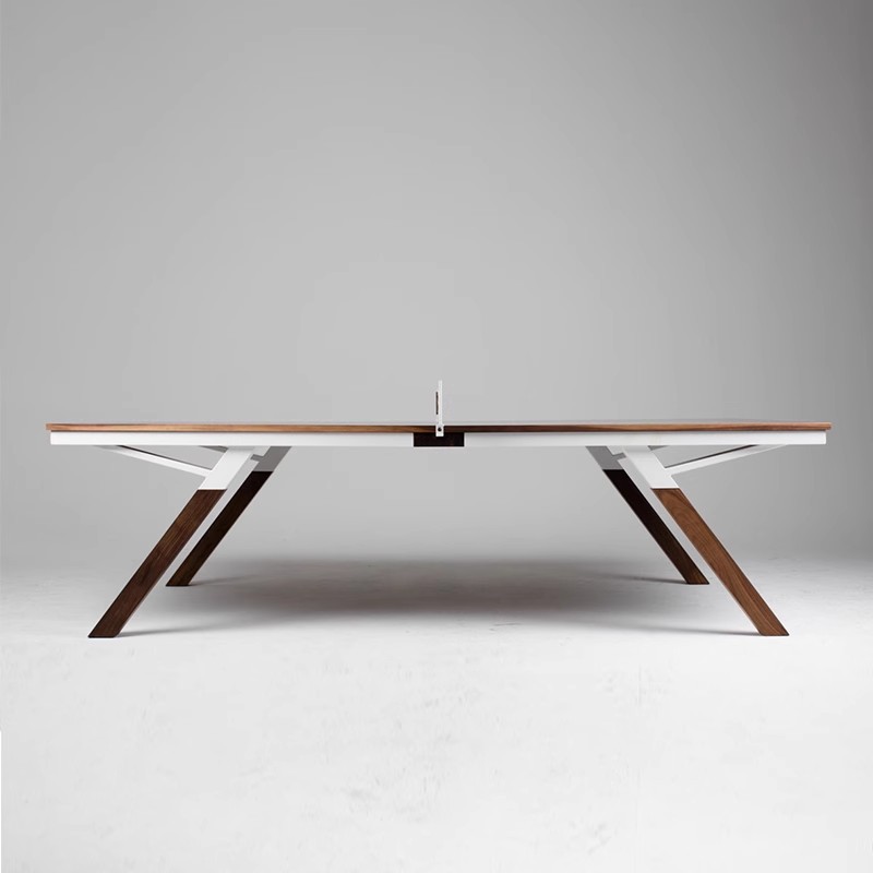 Mesa de tenis de mesa italiana, pies de madera maciza, hogar interior, nogal negro, mesa de mesa estándar, escritorio