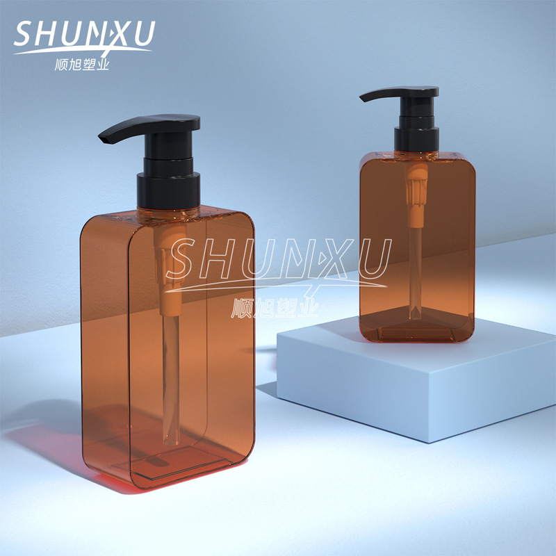 スポット200ml 300ml petg琥珀色の角平瓶半透茶色シャンプー入浴剤分注空瓶|undefined