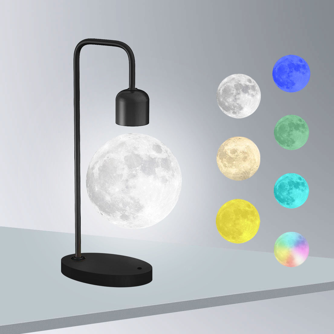 Temperatura de color súper boutique ya negro maglev luz de luna impresa 3D gran romántica luz de noche adornos para el hogar regalos