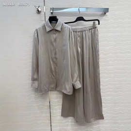 2026早春新款 时尚休闲慵懒风宽松版上衣+松紧腰休闲裤铜氨丝套装