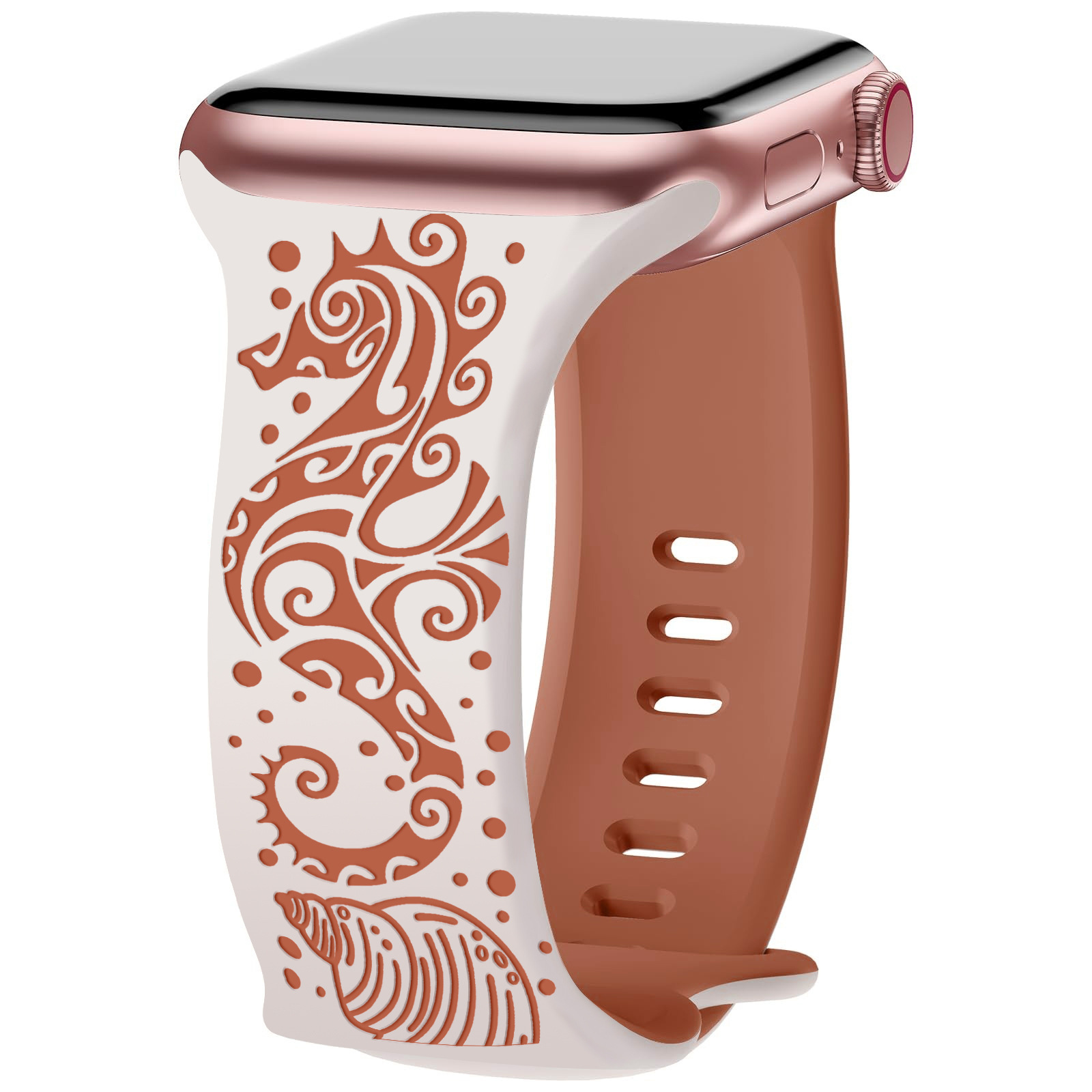 Popular Stereo Carved Watch Strap Suitable for Apple iWatch Laser Carved Silicone Watch Strap 8-Shaped Buckle Two-Color Carved Watch Strap