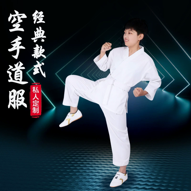 Оптовые белые кимоно для карате для взрослых и детей, тренировочные костюмы для боевых искусств, дзюдо, соревновательные кимоно для начинающих с длинными рукавами