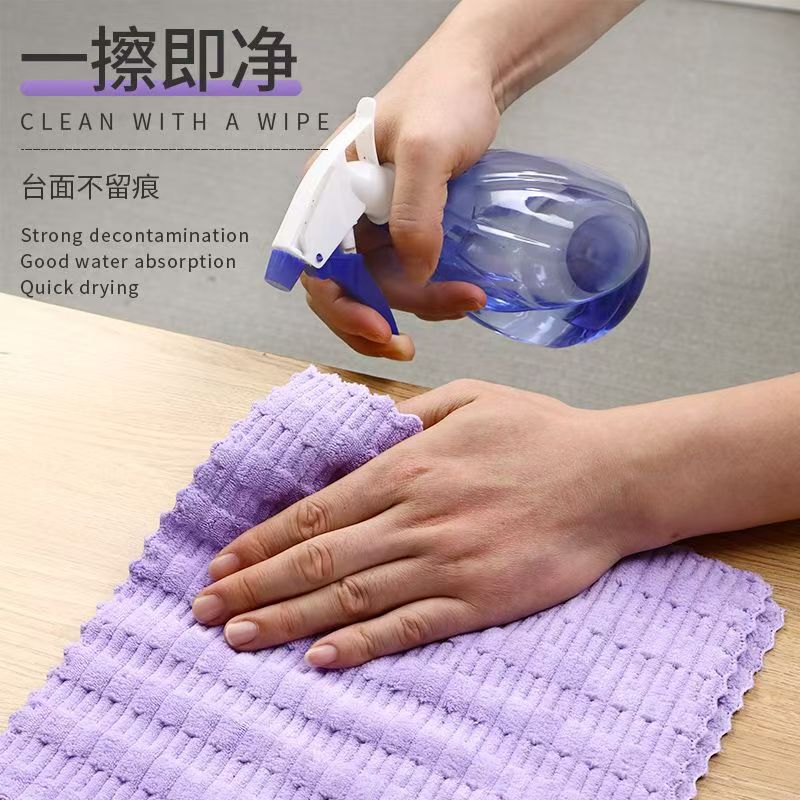 厚みのあるコーラルベルベットの糸くずの出ない食器用雑巾、キッチン用の油吸収性と拭き取り用のテーブルとコンロ用のたわし|undefined