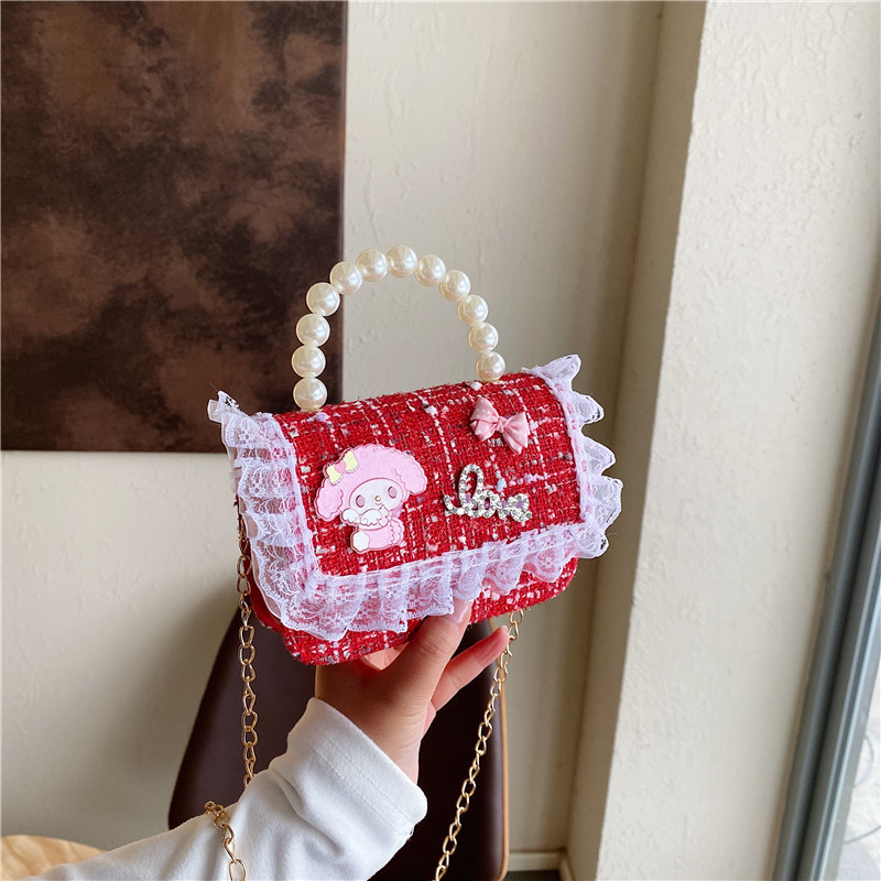 Nuevos bolsos infantiles coreanos bolsos de princesa bolsos de cadena bolsos de perlas bolsos de arco bolsos casuales para niñas