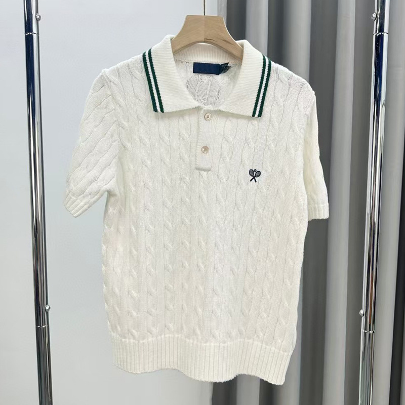 嘉艺stire R家2025年春夏新款网拍polo字母刺绣翻领短袖针织衫女
