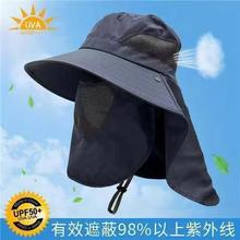 防晒面罩男士夏天钓鱼帽遮脸渔夫帽防紫外线太阳帽户外防晒遮阳帽