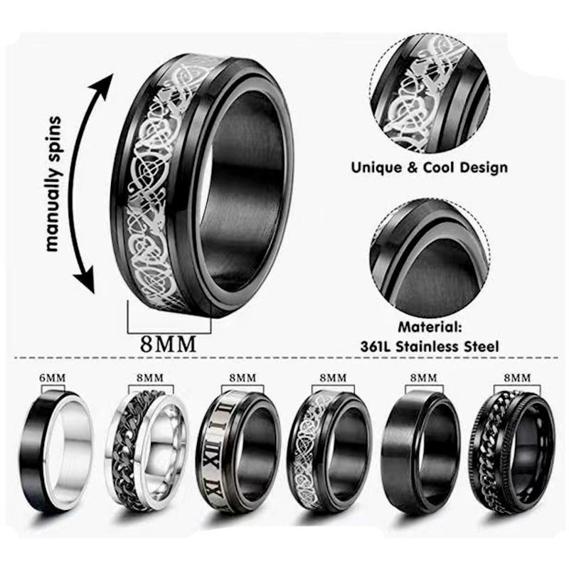 Fashion Round Titanium Steel Plating Rings 1 Piece