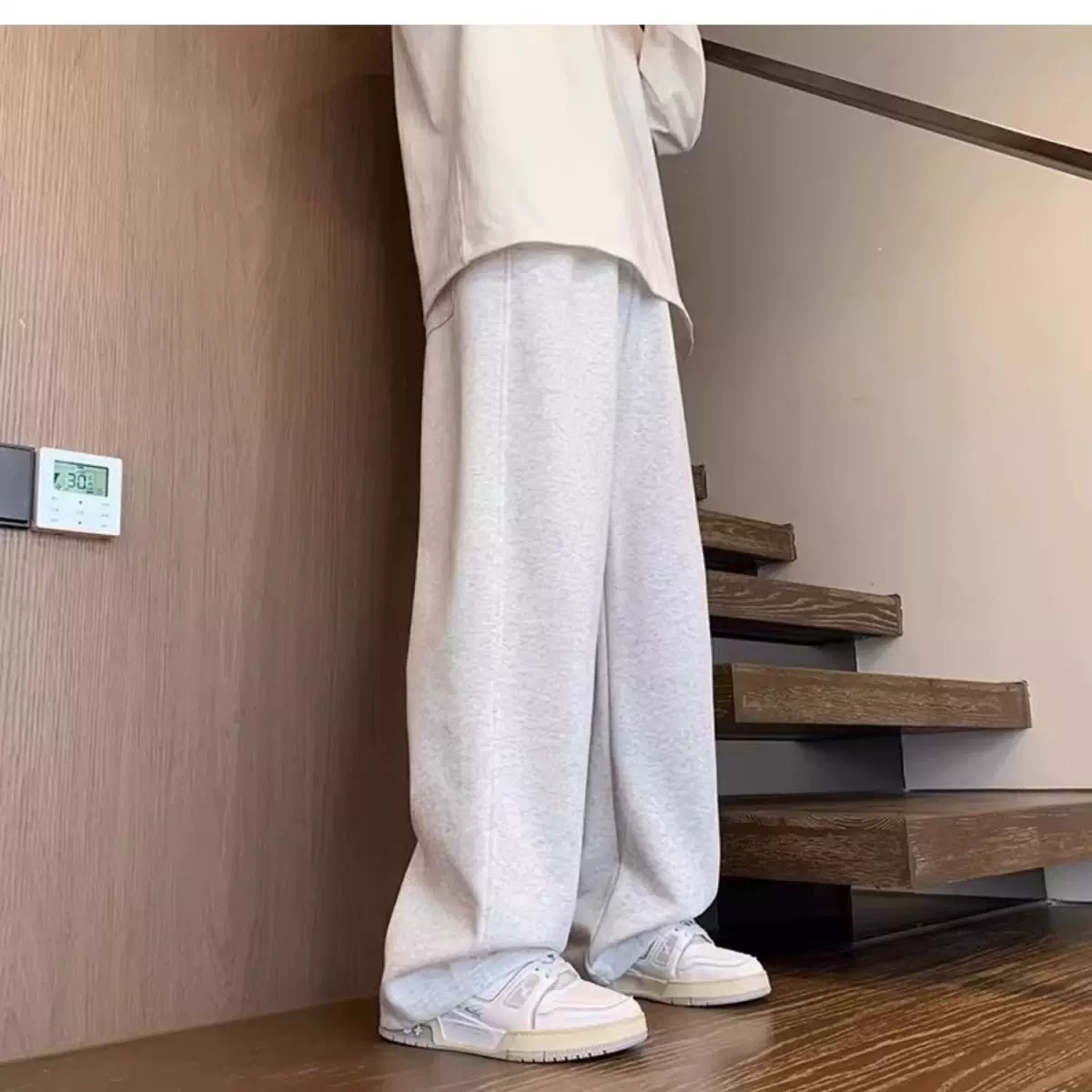 春秋新款弯刀裤子 男女同款 宽松休闲运动卫裤慵懒垂感秋冬阔腿裤