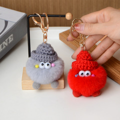 網紅真獺兔毛小精靈鑰匙扣汽車包包配飾皮草毛球掛件呆萌可愛