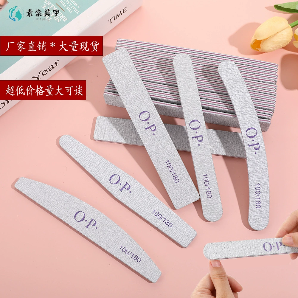 Пятно серо-белый фиолетовый фитиль для ногтей Двусторонняя шлифовальная полоска для ногтей для полировки полумесяца