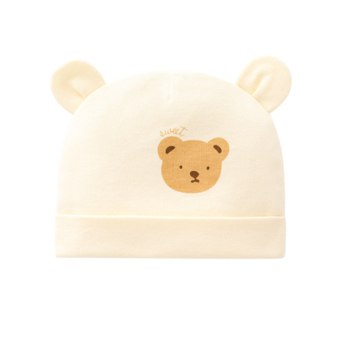 Baby hat spring and summer thin style baby boy and girl super cute pullover hat newborn bear pure cotton boneless fetal hat