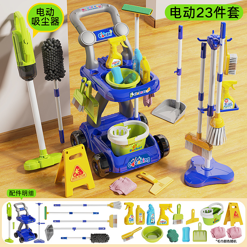 Juego de juguetes de limpieza para niños con fregona, escoba, recogedor, mini escoba de juguete para limpiar, para niñas.