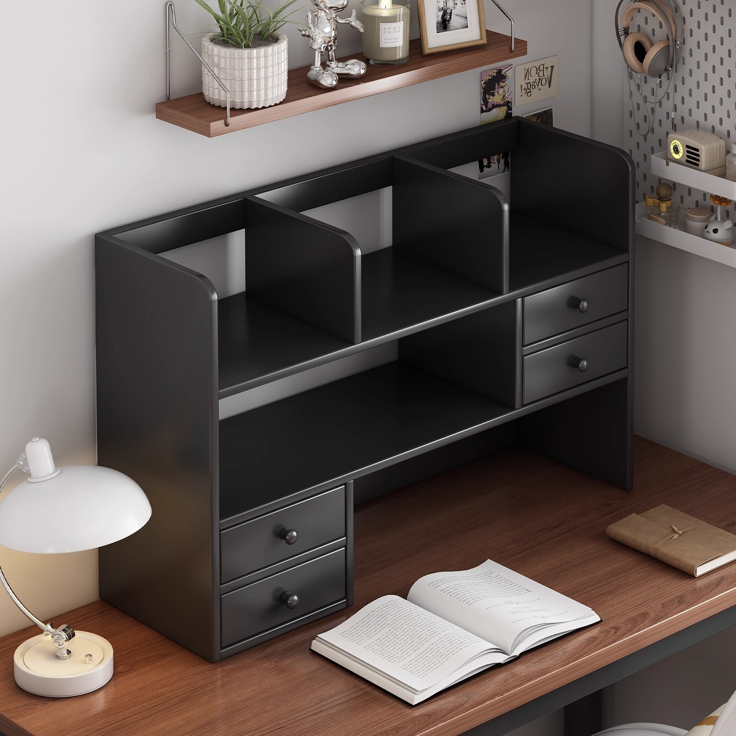 Estante de escritorio estante de almacenamiento de libros multicapa de escritorio estante de almacenamiento de libros ilustrados en escritorio de oficina doméstico